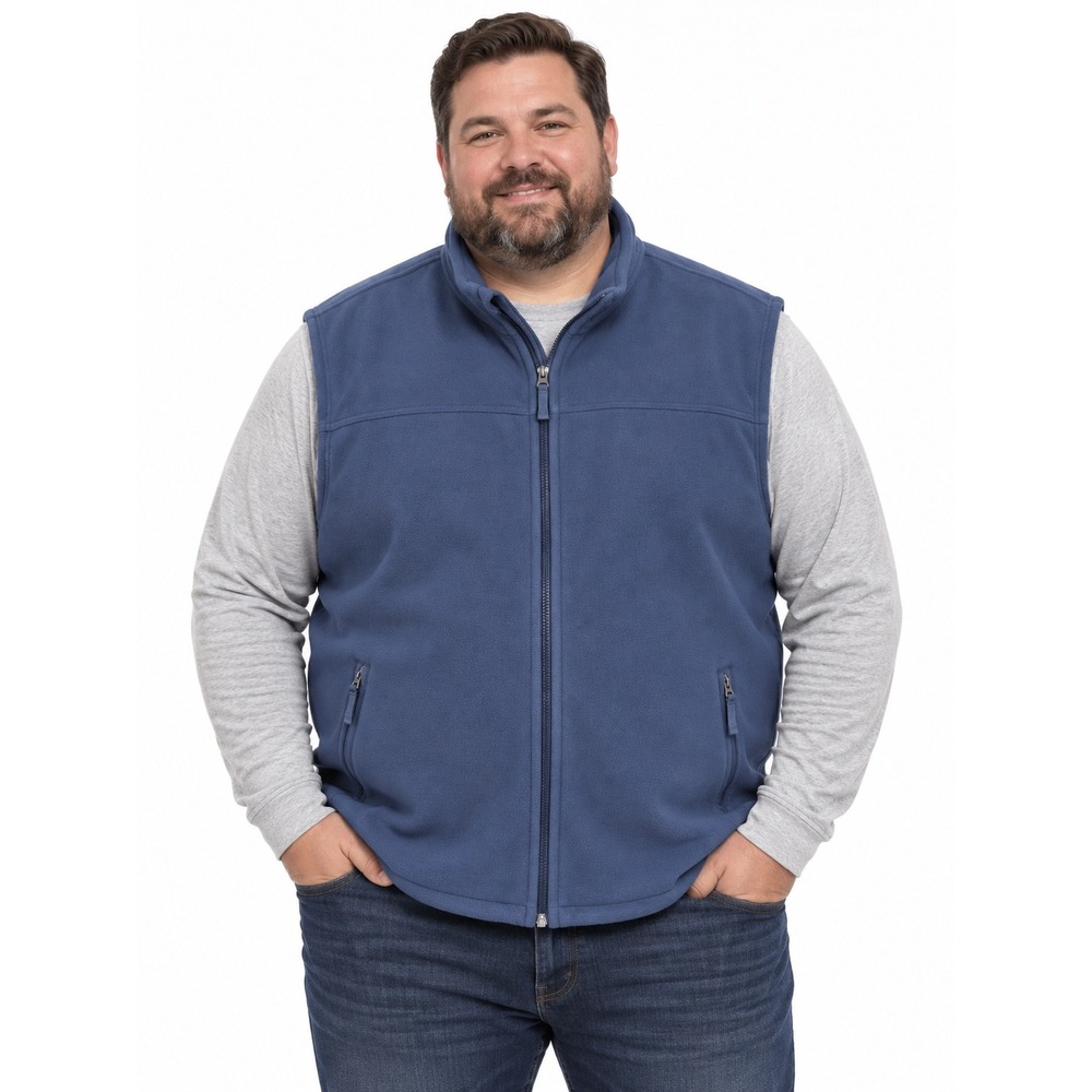 Duluth Trading Co Mens 3XL Blue Fleece Vest Full Zip Outdoor Workwear Hiking